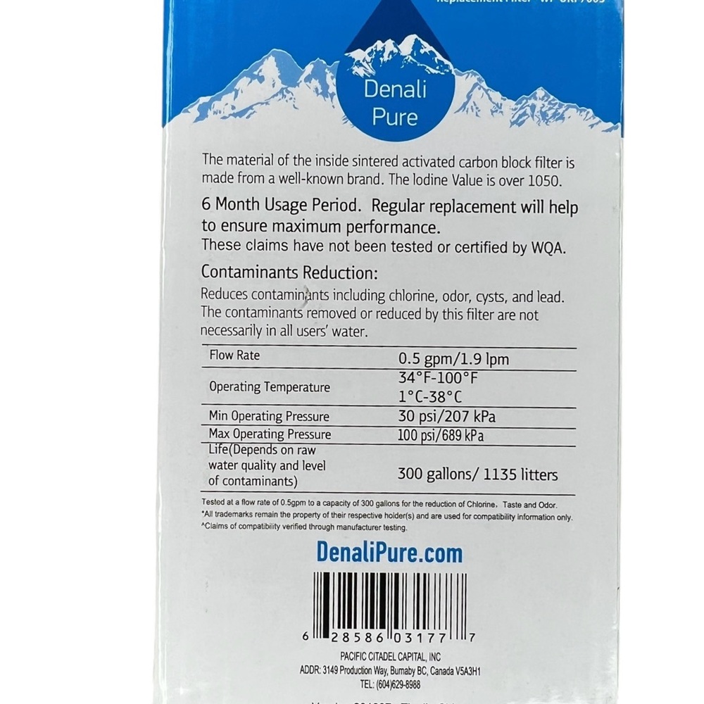 NEW Denali Pure Refrigerator Water Filter Replacement WF-UKF7003-S - Picture 3 of 3